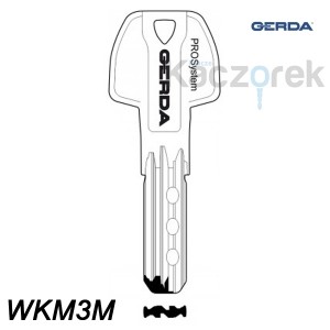 Gerda 026 - surový klíč - PROSystem WKM3M - 3 nawierty